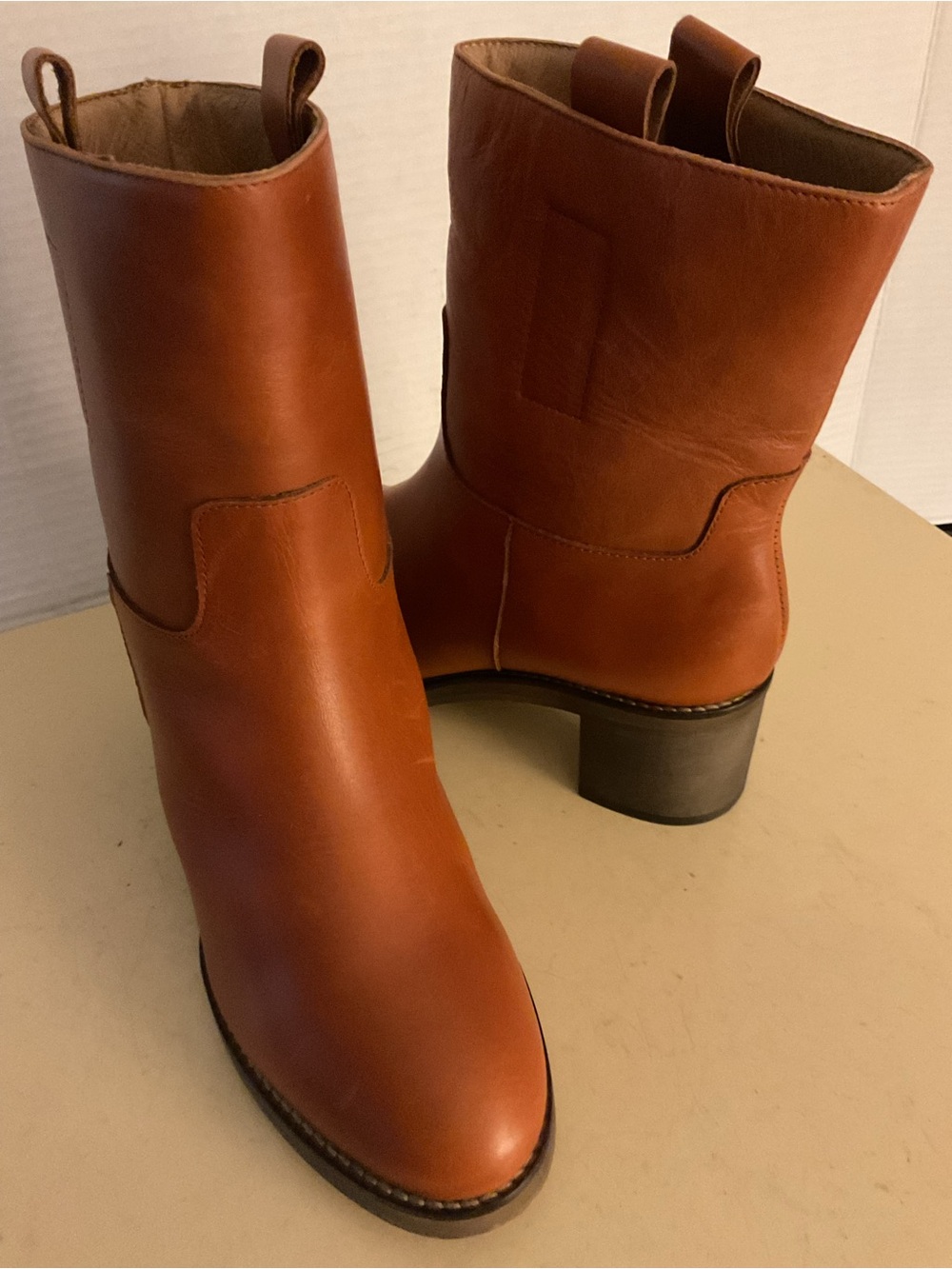 Free People women Cognac Leather Heeled Boots US 9 - Picture 1 of 14